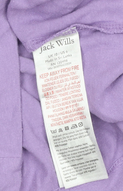Jack Wills Women's Purple Basic Crew Neck Cotton T-Shirt UK 10
