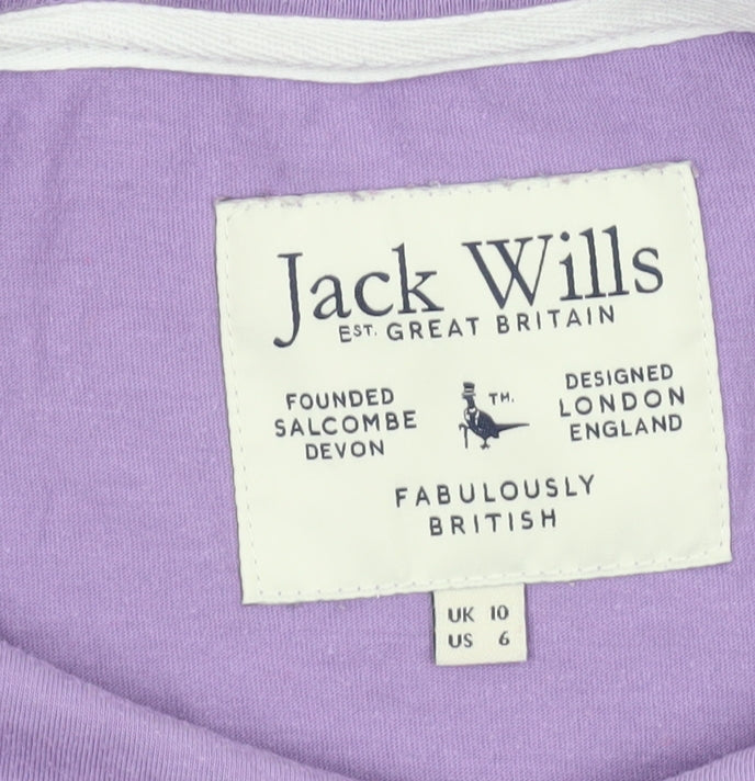Jack Wills Women's Purple Basic Crew Neck Cotton T-Shirt UK 10