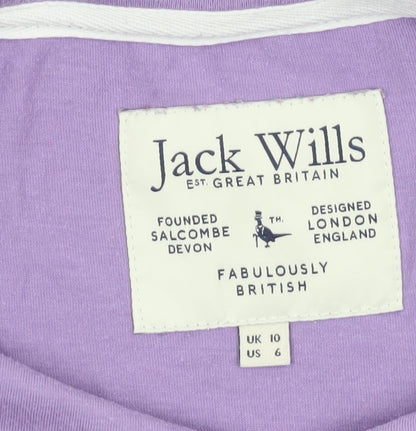 Jack Wills Women's Purple Basic Crew Neck Cotton T-Shirt UK 10