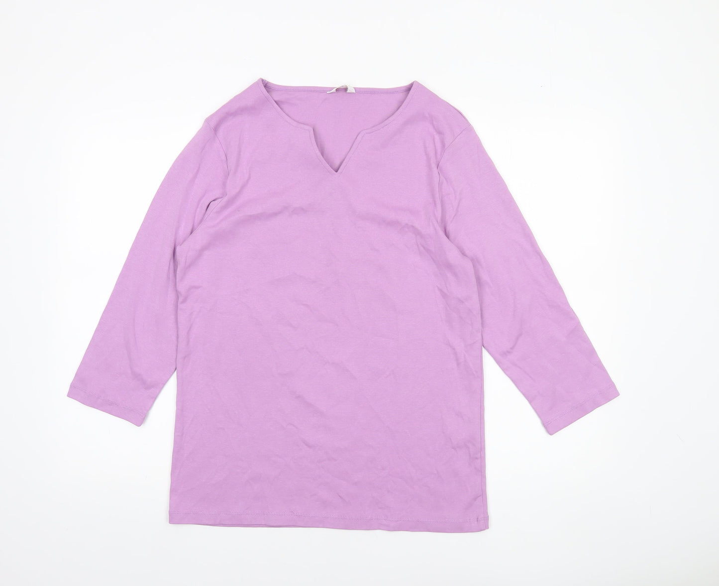 Cotton Traders Women’s Purple 3/4 Sleeve V-Neck Cotton T-Shirt Size 18