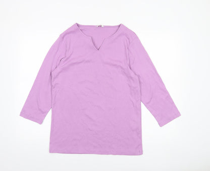 Cotton Traders Women’s Purple 3/4 Sleeve V-Neck Cotton T-Shirt Size 18