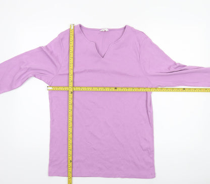 Cotton Traders Women’s Purple 3/4 Sleeve V-Neck Cotton T-Shirt Size 18