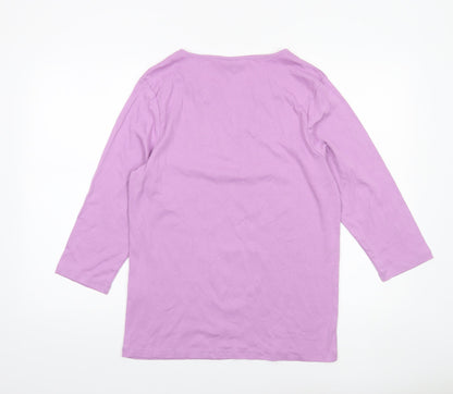 Cotton Traders Women’s Purple 3/4 Sleeve V-Neck Cotton T-Shirt Size 18
