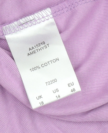 Cotton Traders Women’s Purple 3/4 Sleeve V-Neck Cotton T-Shirt Size 18