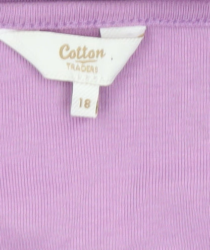 Cotton Traders Women’s Purple 3/4 Sleeve V-Neck Cotton T-Shirt Size 18