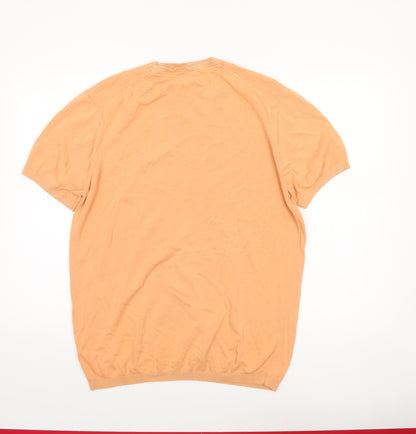 Massimo Dutti Men's Beige XL Crew Neck Cotton Pullover Jumper