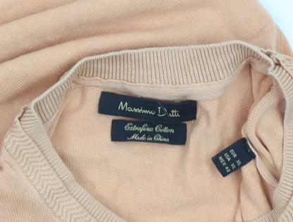 Massimo Dutti Men's Beige XL Crew Neck Cotton Pullover Jumper