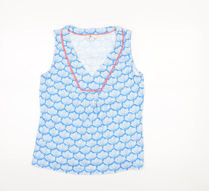 Boden Women’s Blue Cotton Sleeveless V-Neck Tank Top UK 12