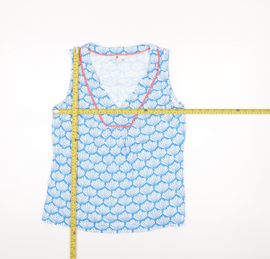 Boden Women’s Blue Cotton Sleeveless V-Neck Tank Top UK 12