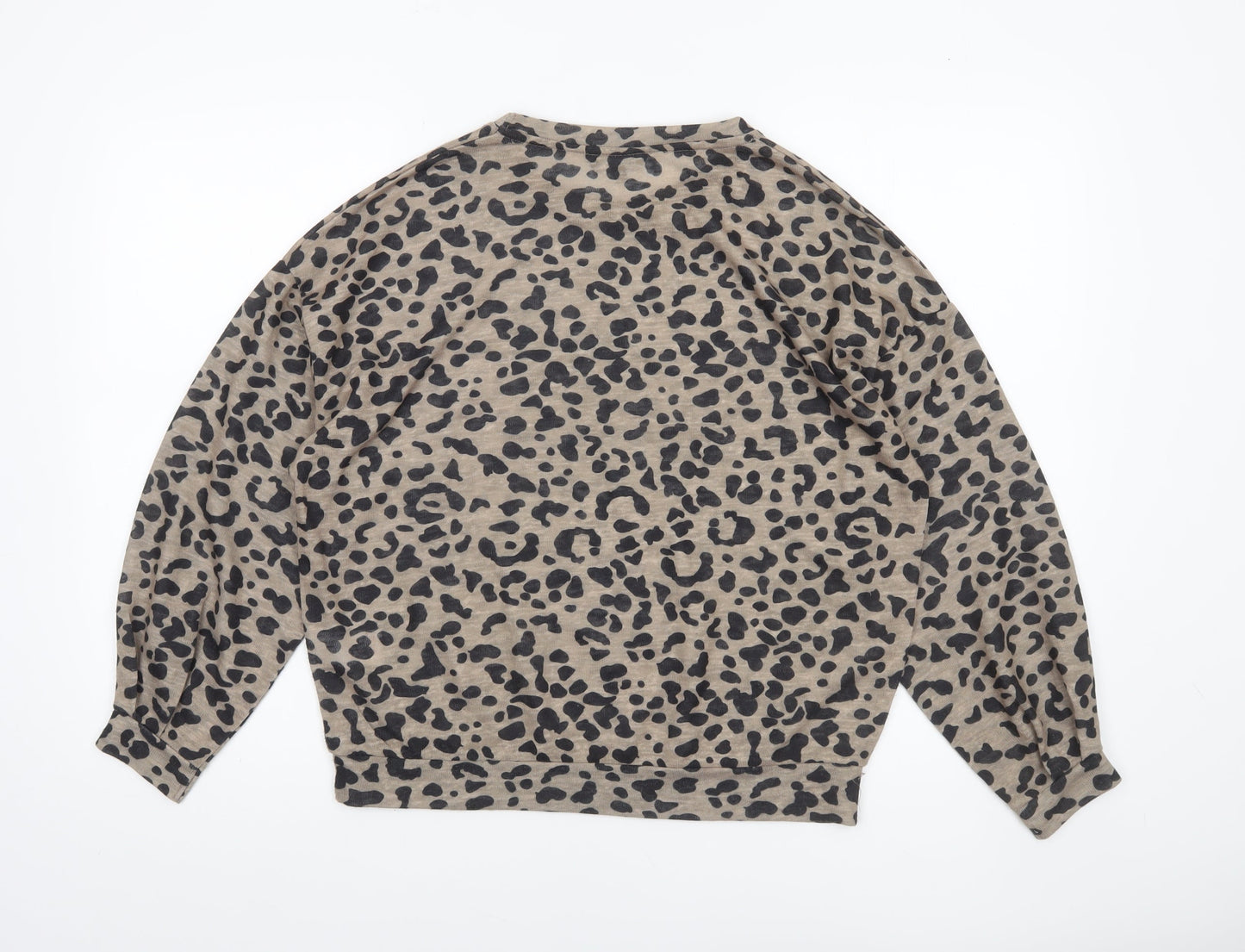 Peacocks Women’s Beige Leopard Print Long Sleeve Knit Top Size 10