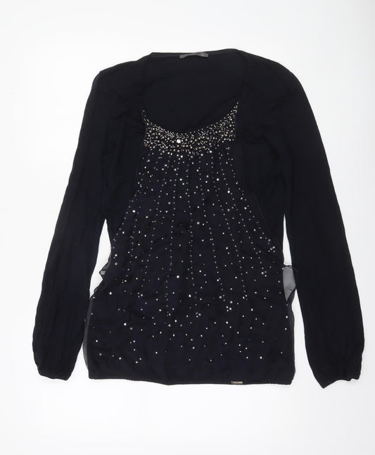 Womens UK Size 12 Jean Paul Berlin Black Tunic Blouse