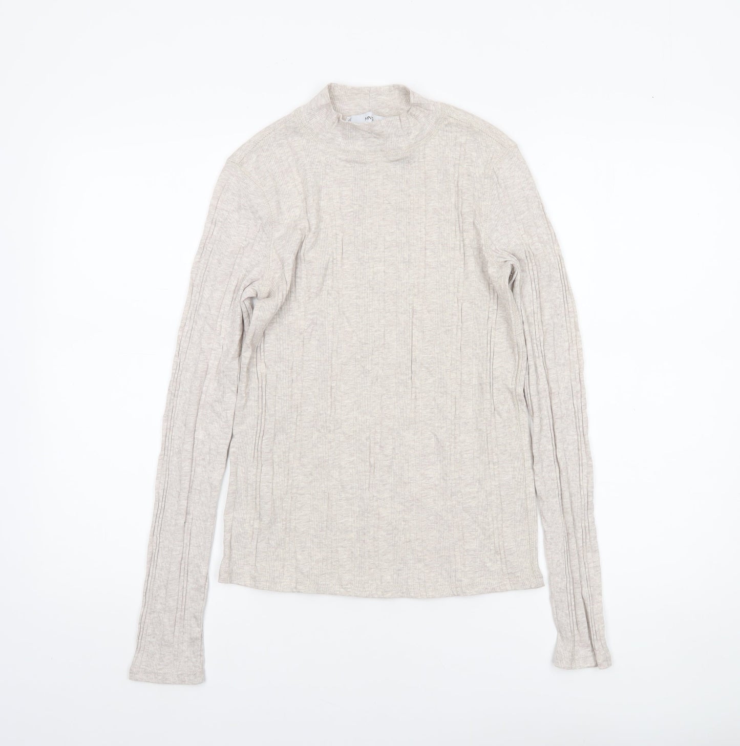Womens UK Size 12 MNG Beige Basic T-Shirt