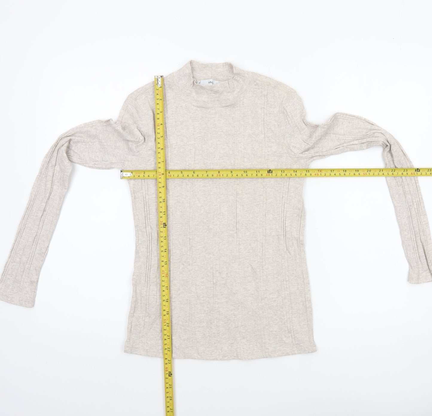 Womens UK Size 12 MNG Beige Basic T-Shirt