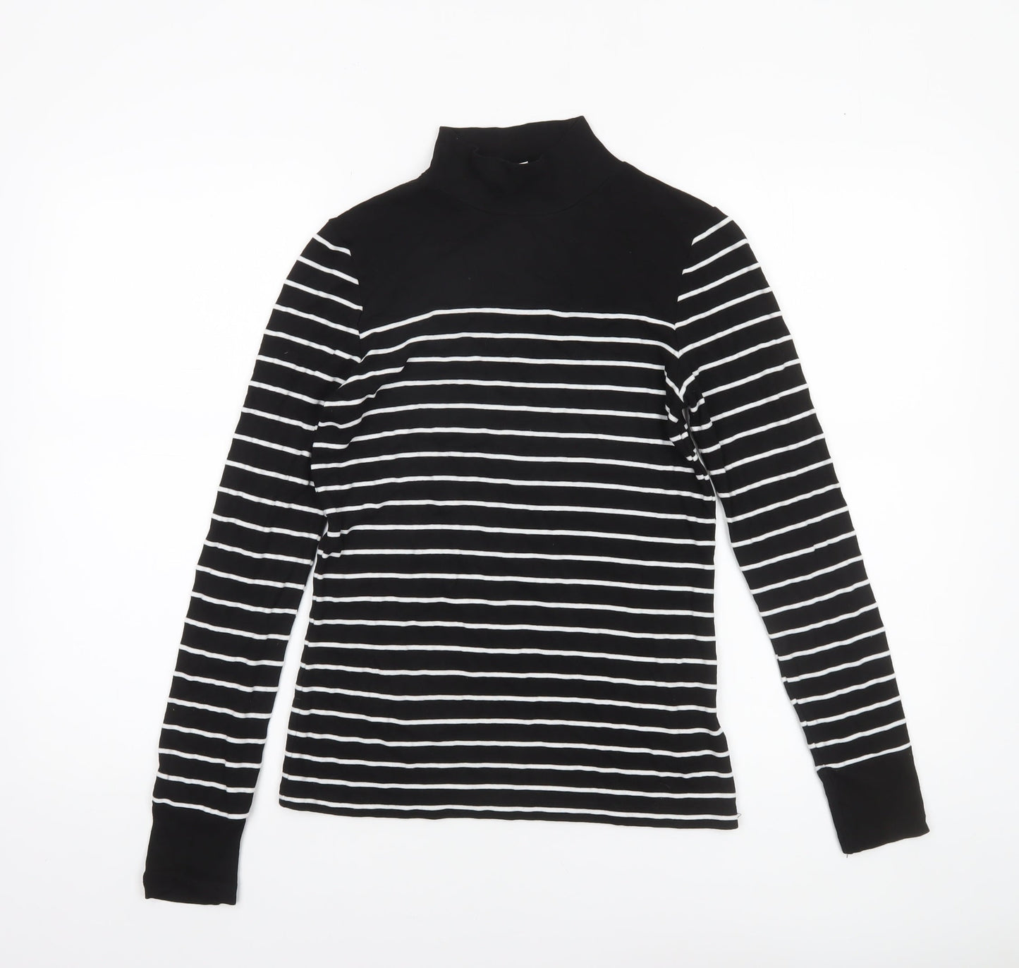 Womens UK Size 8 Warehouse Black Basic T-Shirt
