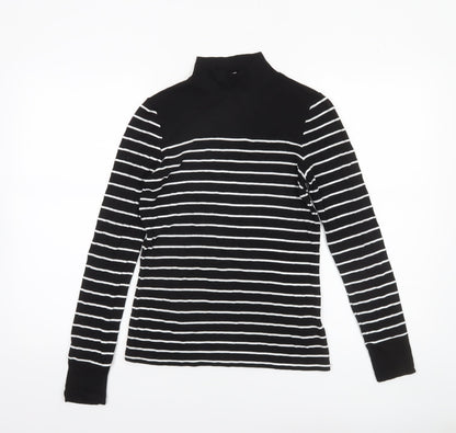 Womens UK Size 8 Warehouse Black Basic T-Shirt