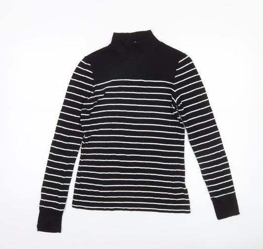 Womens UK Size 8 Warehouse Black Basic T-Shirt