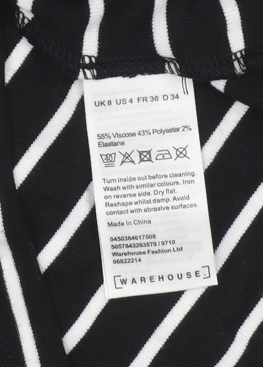 Womens UK Size 8 Warehouse Black Basic T-Shirt