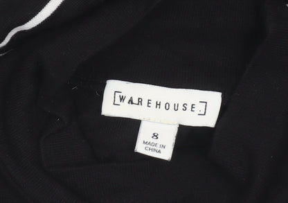 Womens UK Size 8 Warehouse Black Basic T-Shirt
