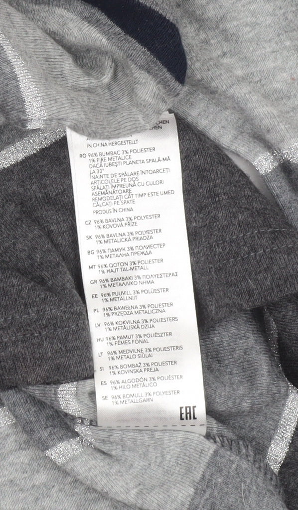 Maine New England Women’s Grey Striped 3/4 Sleeve Cotton Top Size 14