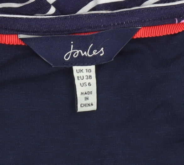 Joules Women’s Blue Striped Embroidered Fit & Flare Dress UK 10