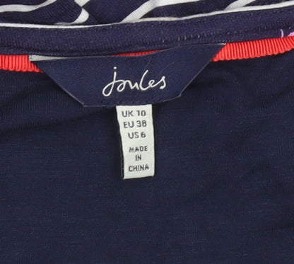 Joules Women’s Blue Striped Embroidered Fit & Flare Dress UK 10