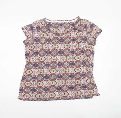 Fat Face Women’s Multicoloured Geometric Viscose T-Shirt Size 16