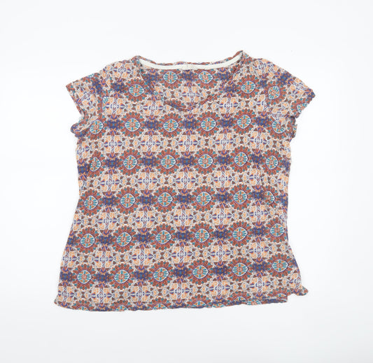 Fat Face Women’s Multicoloured Geometric Viscose T-Shirt Size 16