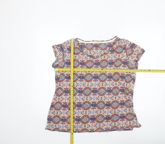 Fat Face Women’s Multicoloured Geometric Viscose T-Shirt Size 16