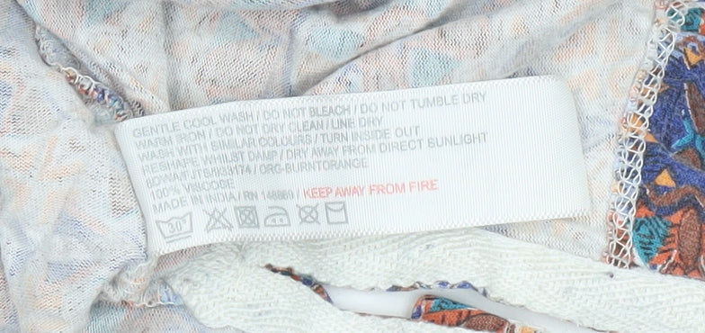 Fat Face Women’s Multicoloured Geometric Viscose T-Shirt Size 16