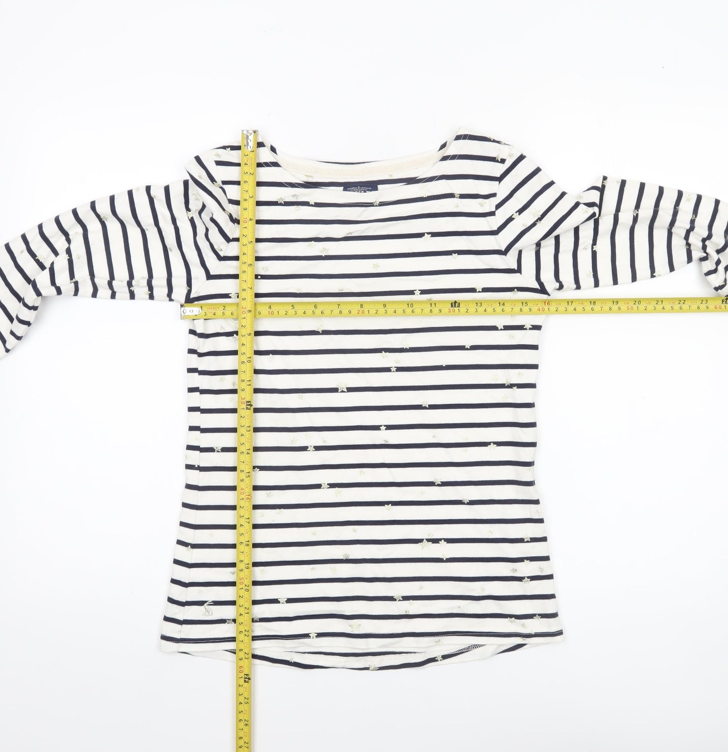 Joules Women’s Blue Striped Long Sleeve Cotton T-Shirt Size 8