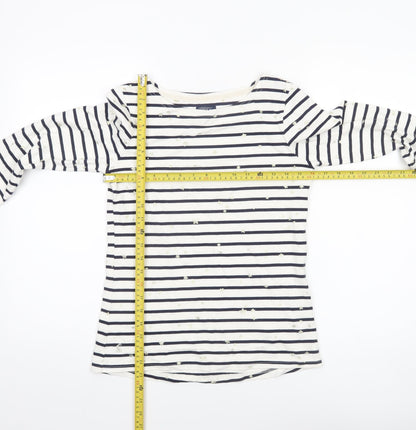 Joules Women’s Blue Striped Long Sleeve Cotton T-Shirt Size 8