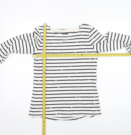 Joules Women’s Blue Striped Long Sleeve Cotton T-Shirt Size 8