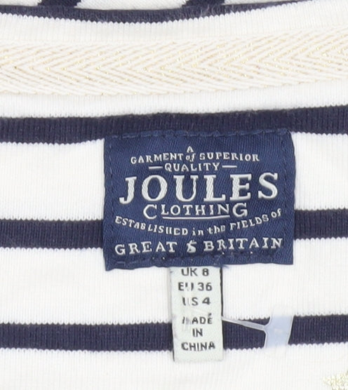 Joules Women’s Blue Striped Long Sleeve Cotton T-Shirt Size 8
