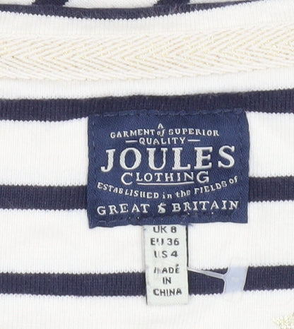 Joules Women’s Blue Striped Long Sleeve Cotton T-Shirt Size 8