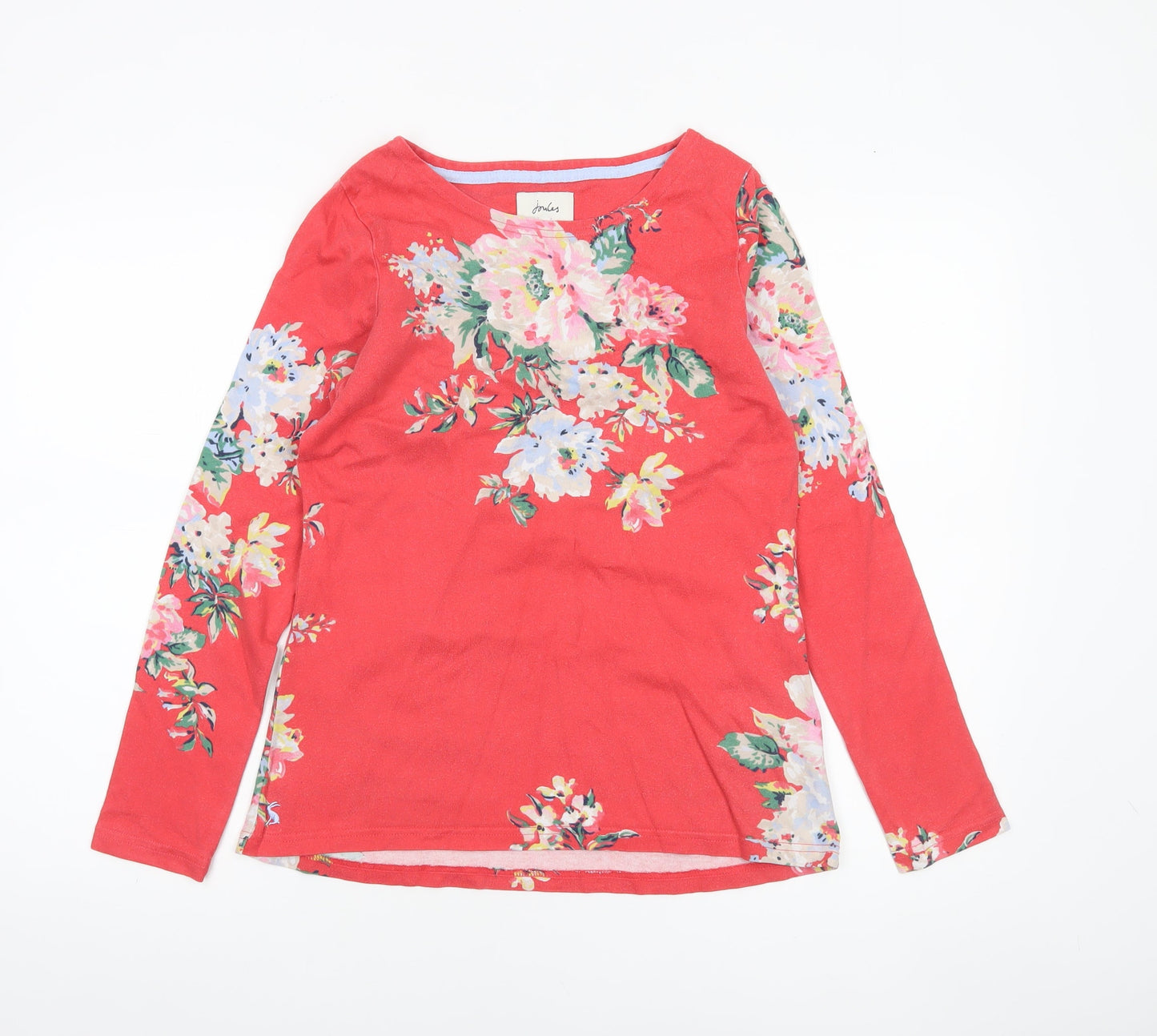 Joules Womens Red Floral Long Sleeve Cotton T-Shirt UK 12