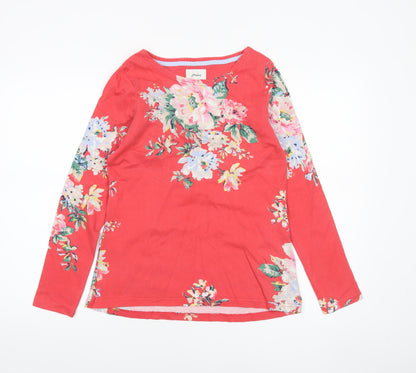 Joules Womens Red Floral Long Sleeve Cotton T-Shirt UK 12