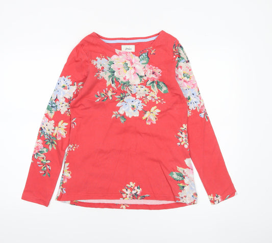 Joules Womens Red Floral Long Sleeve Cotton T-Shirt UK 12