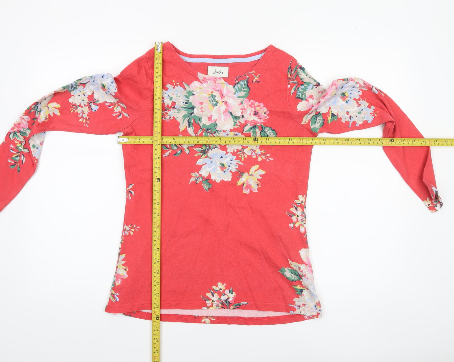 Joules Womens Red Floral Long Sleeve Cotton T-Shirt UK 12
