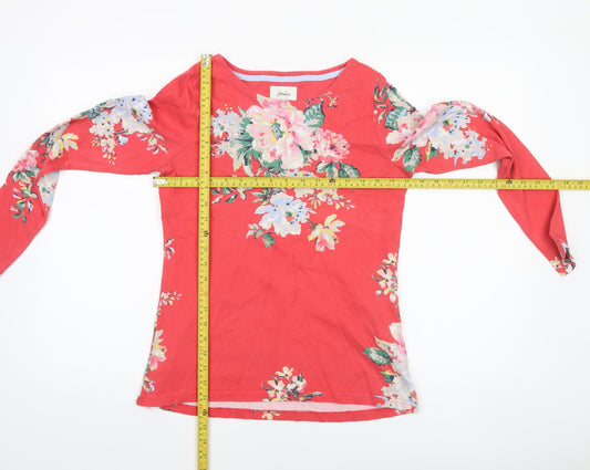 Joules Womens Red Floral Long Sleeve Cotton T-Shirt UK 12
