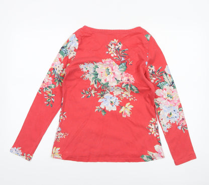 Joules Womens Red Floral Long Sleeve Cotton T-Shirt UK 12