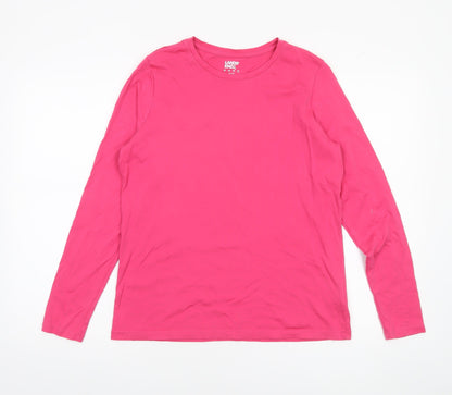 Lands' End Womens Pink Long Sleeve Basic Cotton T-Shirt Size S