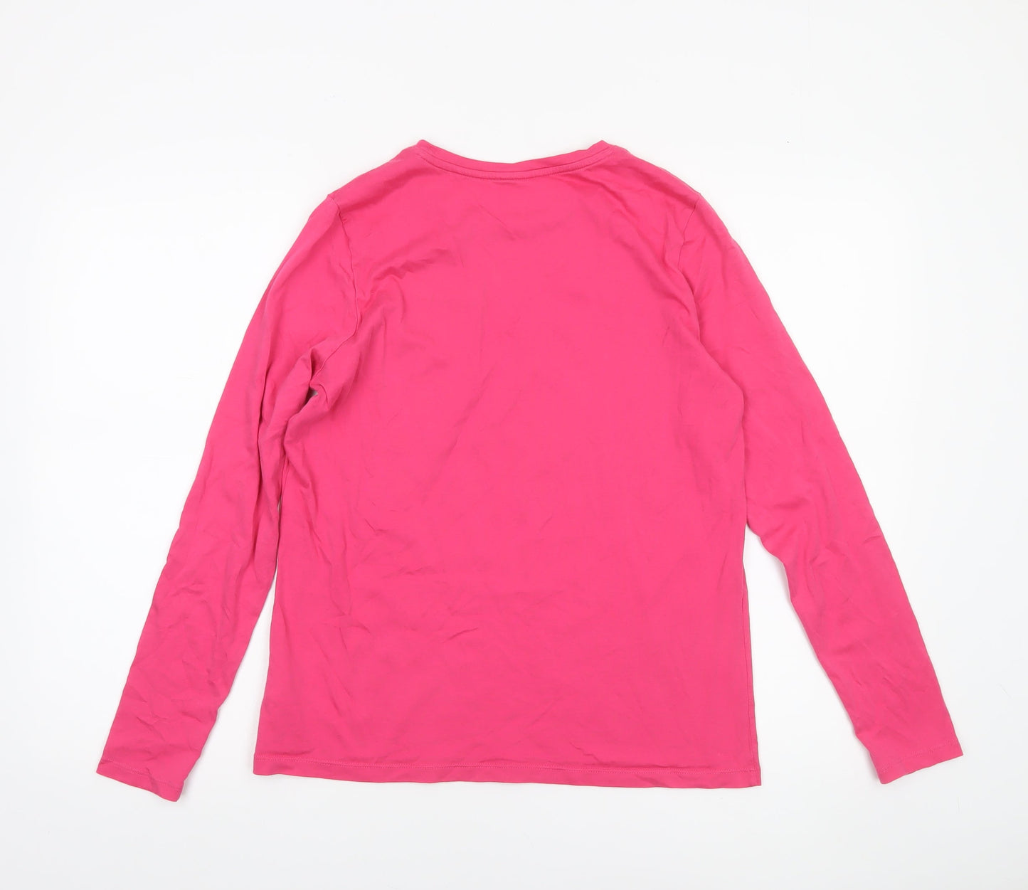 Lands' End Womens Pink Long Sleeve Basic Cotton T-Shirt Size S