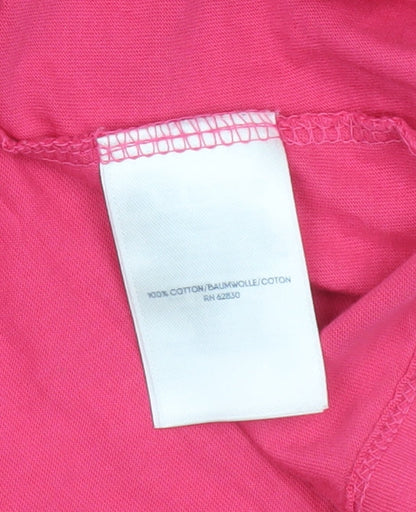 Lands' End Womens Pink Long Sleeve Basic Cotton T-Shirt Size S