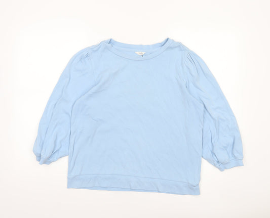 Hush Women Blue Organic Cotton 3/4 Sleeve Crew Neck T-Shirt M