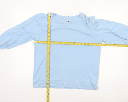 Hush Women Blue Organic Cotton 3/4 Sleeve Crew Neck T-Shirt M