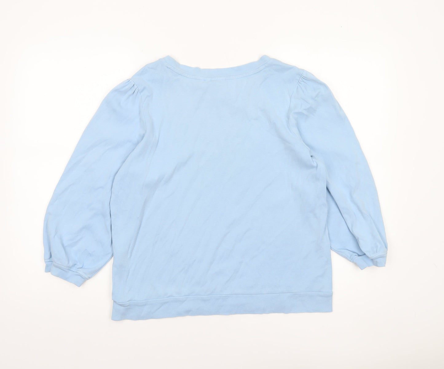 Hush Women Blue Organic Cotton 3/4 Sleeve Crew Neck T-Shirt M