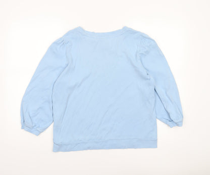 Hush Women Blue Organic Cotton 3/4 Sleeve Crew Neck T-Shirt M