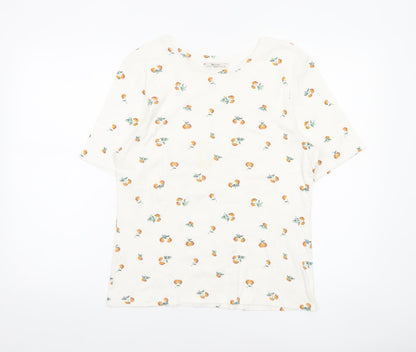 Tu Women’s White Floral Cotton Short Sleeve T-Shirt Size 18