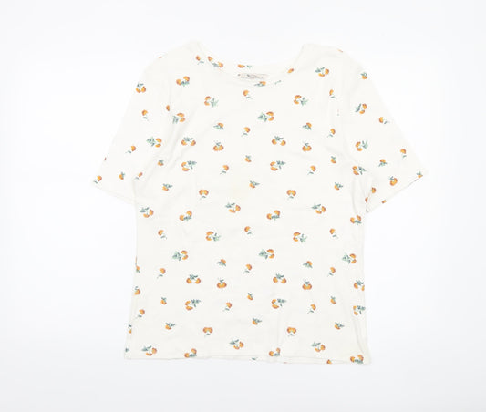 Tu Women’s White Floral Cotton Short Sleeve T-Shirt Size 18