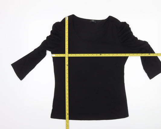F&F Women’s Black 3/4 Sleeve Cotton Jersey Top Size 16